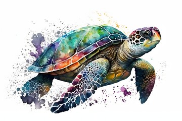 Sea Turtle Watercolor Painting 