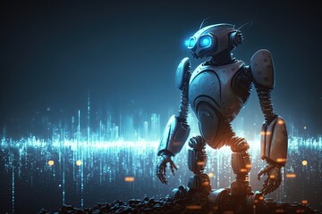 Fototapeta premium The futuristic robot with abstract technology lights.Generative AI