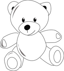 cute teddy bear illustration for coloring