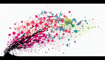Fototapeta na wymiar SakuraFubuki, colorful, toughness, Generative AI