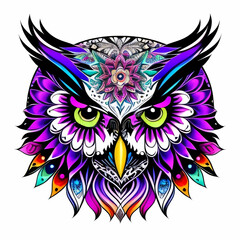 Owl Tatoo illustration Mystical Art. Generative Ai.