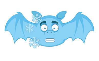 vector illustration of a frozen cartoon vampire bat with frosts