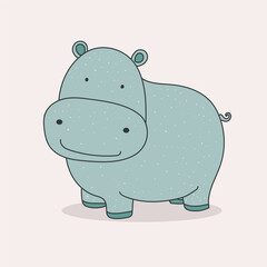 cute simple hippopotamus standing vector