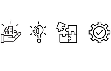icon Business process  of 4 types: color, black and white, outline. Isolated vector sign symbol