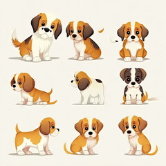 Obraz premium Cartoon character of Dog, white background, vector illustration, Made by AI,Artificial intelligence