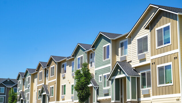 Row of Multi-colored apartments