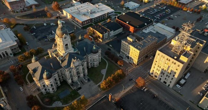 Aerial View Midwestern City Evansville Indiana 4K UHD