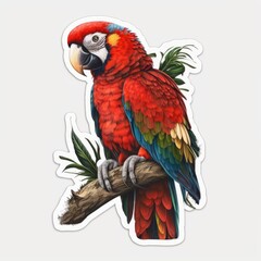 Red macaw sticker made in Generative AI, high quality