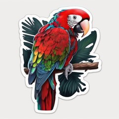 Red macaw sticker made in Generative AI, high quality