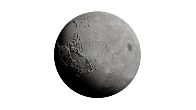 The Moon in the dark. Photo Realistic Moon as transparent png file. Elements of this vector furnished by NASA.