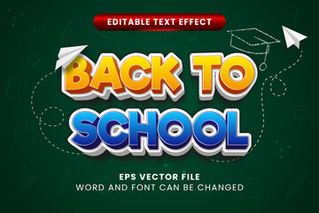 Fototapeta premium Back to school with chalkboard background editable vector text effect