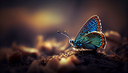 Fototapeta na wymiar beautiful butterfly with its majestic blue wings ,generative AI