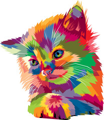 colorful cat isolated on pop art style