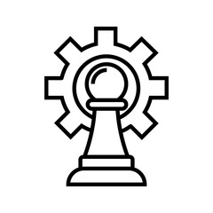 chess pawn with cogwheel icon vector