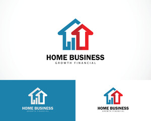 home business logo creative growth building design concept arrow up