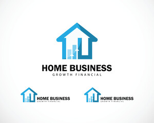 home business logo creative growth building design concept arrow up