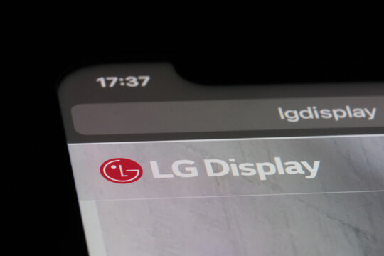 Shanghai,China-March.9th 2023: close up LG Display company brand logo on official website.