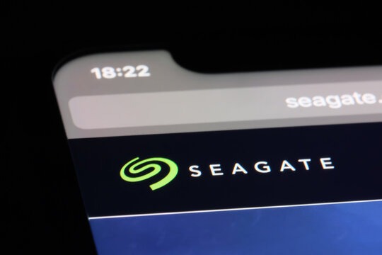 Shanghai,China-March.9th 2023: close up Seagate Technology company brand logo on official website.