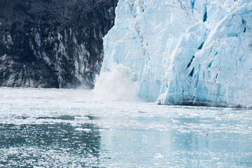 Landscape of ice glaciers melting. Sunny melting glacial ice atlantic ocean greenland.