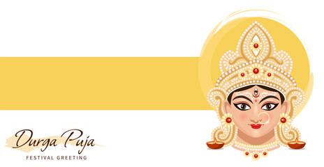 Flat illustration of Durga Puja. Banner, poster, background, design template