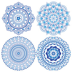 Vector collection christmas blue gradient snowflakes isolated on white