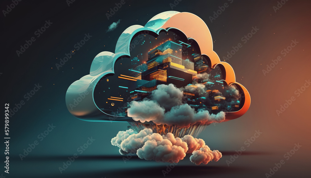 Poster cloud computing concept. generative ai