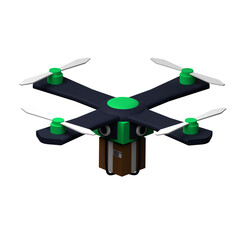 3d drone delivery service with mini box illustration object
