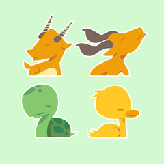 Cute wild animals set including deer, deer, turtles and ducks. Safari jungle animals vector. Woodland animal illustration.