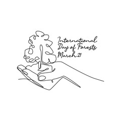 single line art of international day of forests good for international day of forests celebrate. line art. illustration.