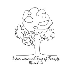 single line art of international day of forests good for international day of forests celebrate. line art. illustration.
