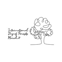 single line art of international day of forests good for international day of forests celebrate. line art. illustration.