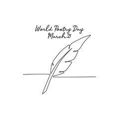 single line art of world poetry day good for world poetry day celebrate. line art. illustration.