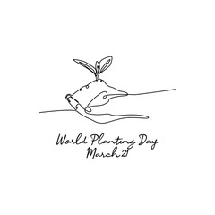 single line art of world planting day good for world planting day celebrate. line art. illustration.