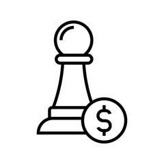 chess pawn with money icon vector
