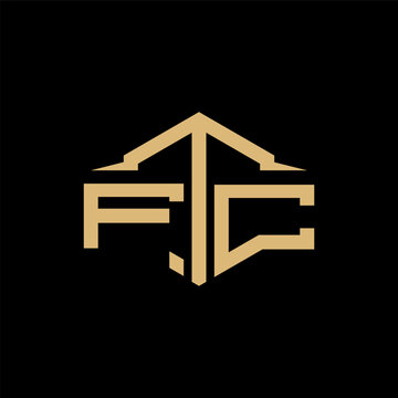 FTC Letter Logo Design Vector. FTC monogram polygon building shape cut Logo.
