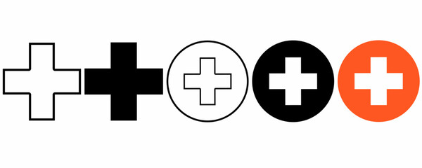 Medical cross symbol set isolated on white background