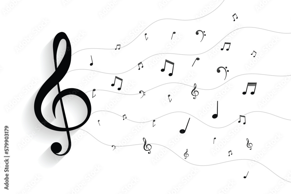 Wall mural harmony music notation background with clef sign