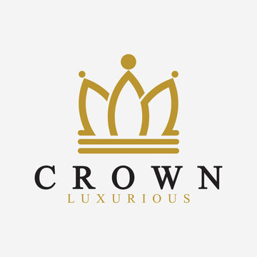 Crown Logo Vector Template,linear crown icons. Royal, luxury symbol. King, queen abstract geometric logo.