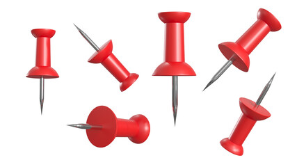 Close up Red Pin isolate on white background. 3D Render