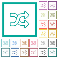 shuffle outline flat color icons with quadrant frames