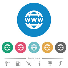 WWW globe flat round icons