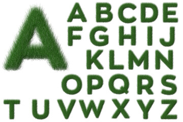 English Alphabets ABCD And Numbers Isolated In Transparant Background.. Grass Font