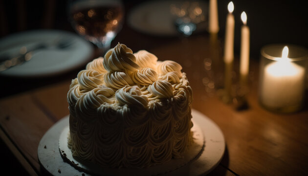 Birthday cake with sentimental feel captured with prime lens conveying nostalgia in intimate style - Generative AI