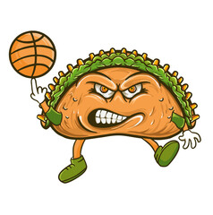 Character of taco playing basketball