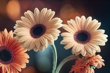 Beautiful and ravishing floral garden in colorful blossom gerbera flowers vibrancy of springtime with insane realistic detail and texture of the petals and stems by Generative AI.