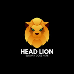 Vector Logo Illustration Head Lion Gradient Colorful Style