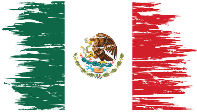 Brush stroke flag of MEXICO