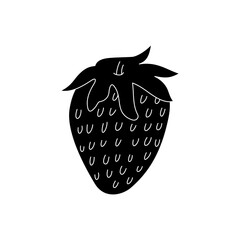 Simple drawing of a strawberry, black vector icon