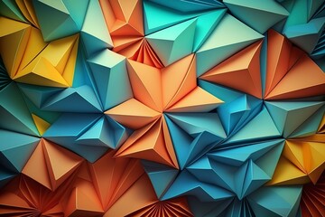Abstract wallpaper background in color origami style. AI technology generated image