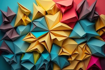 Abstract wallpaper background in color origami style. AI technology generated image